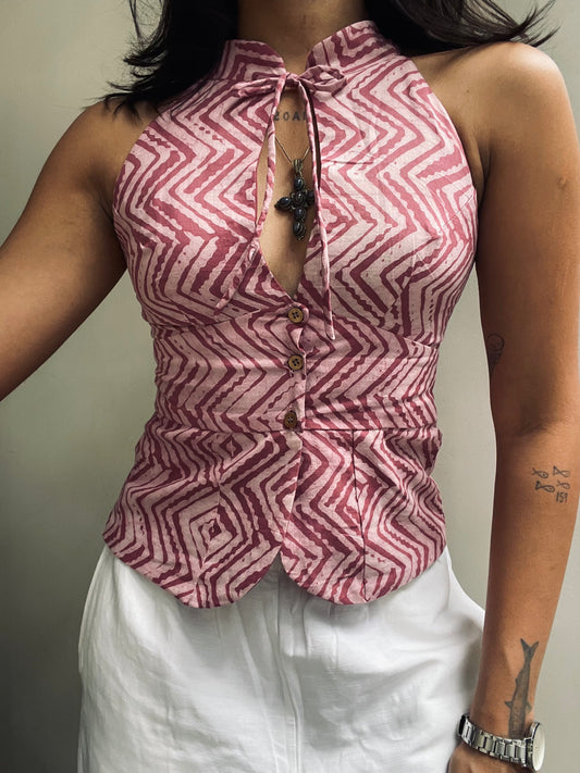 Trupti: Pink ZigZag Batik