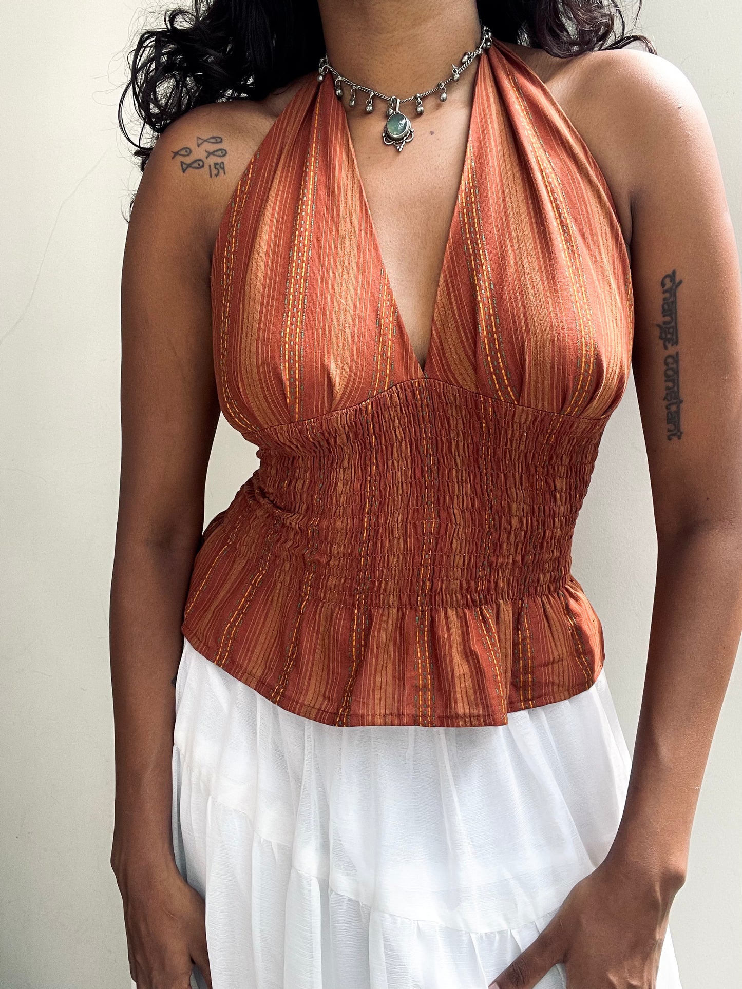 Preksha: Rust Orange Kantha