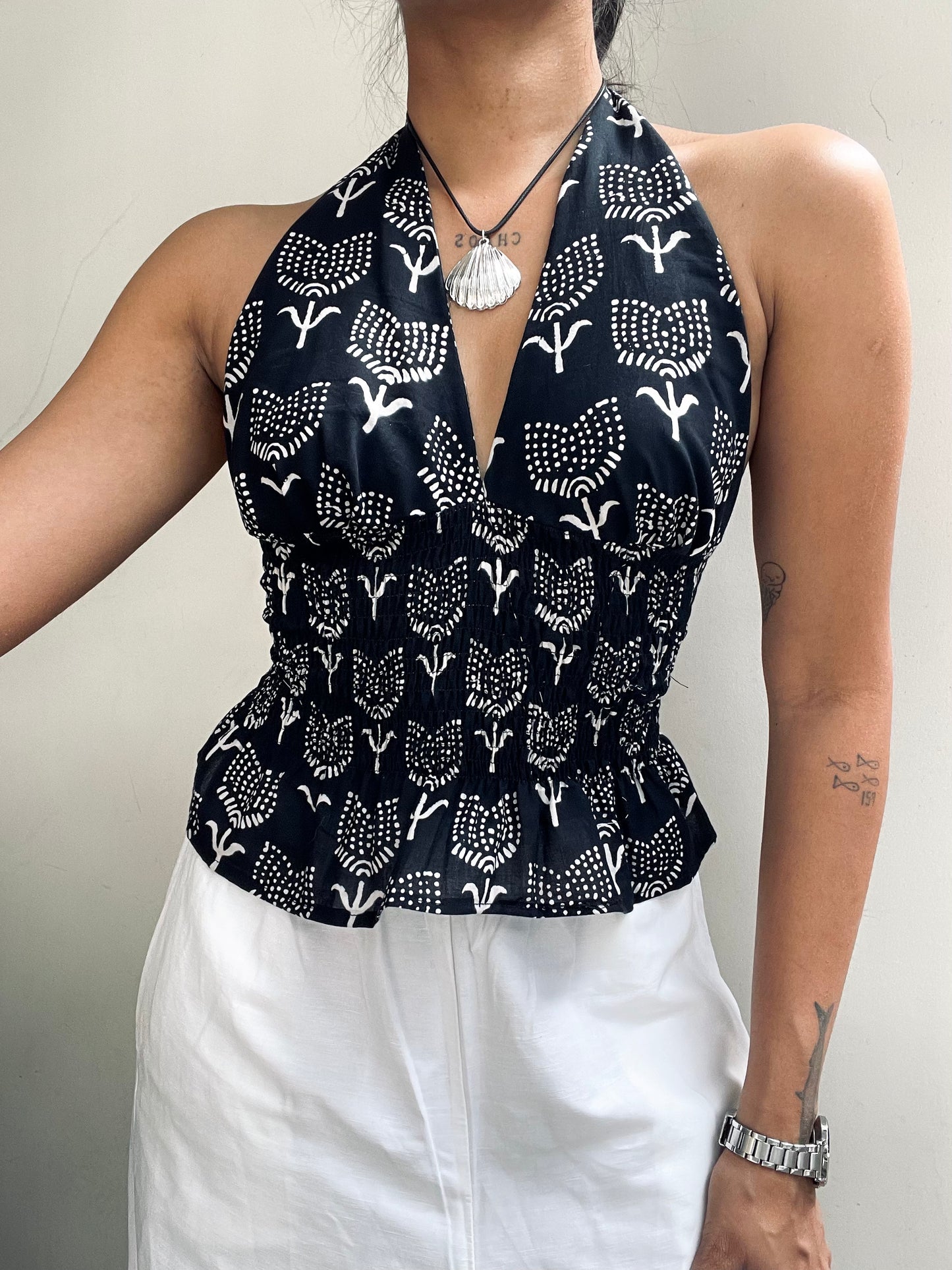 Preksha: Black Dotted Floral Batik