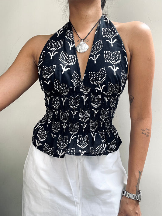 Preksha: Black Dotted Floral Batik