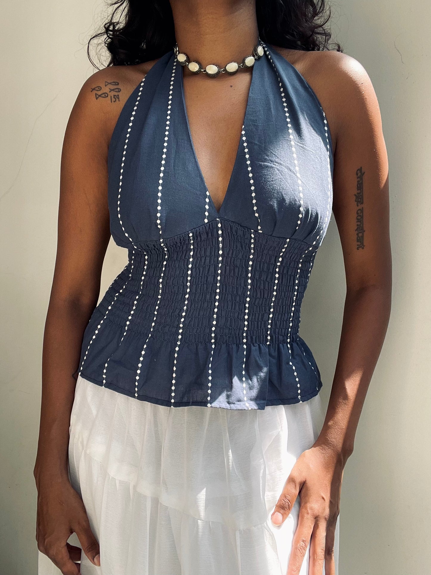 Preksha: Blue Dotted Stripe