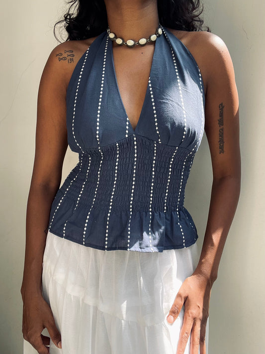 Preksha: Blue Dotted Stripe