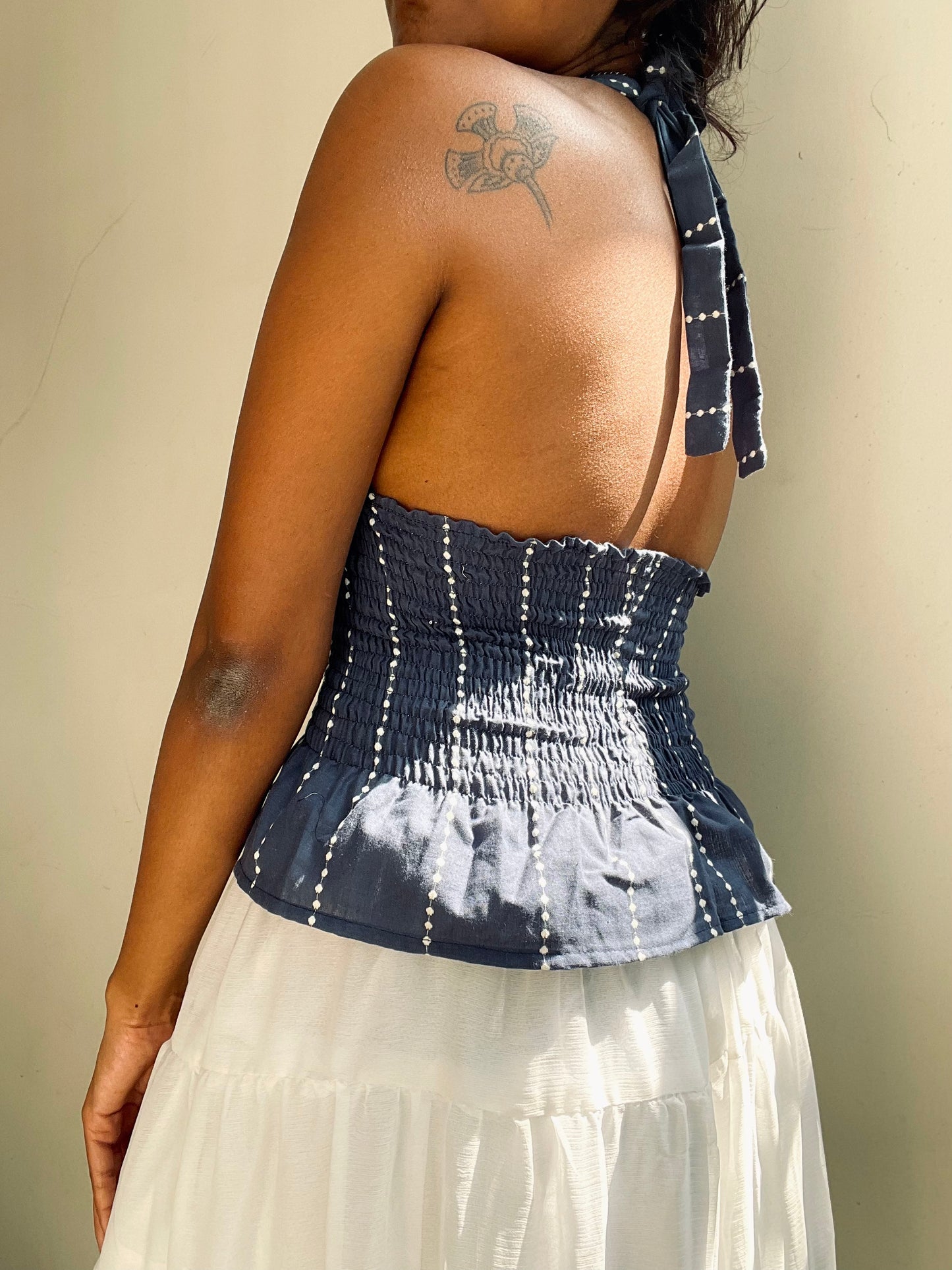 Preksha: Blue Dotted Stripe