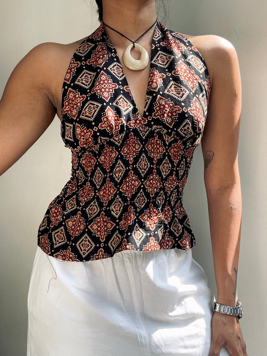 Preksha: Black with Red Ajrakh