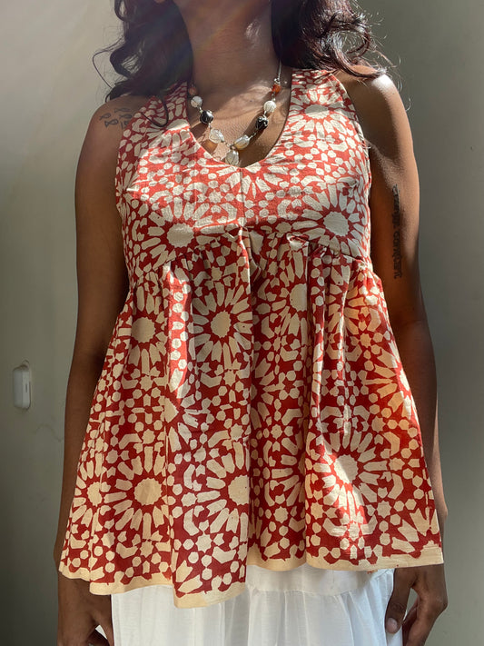 Geet: Rust Orange Sunflower Batik