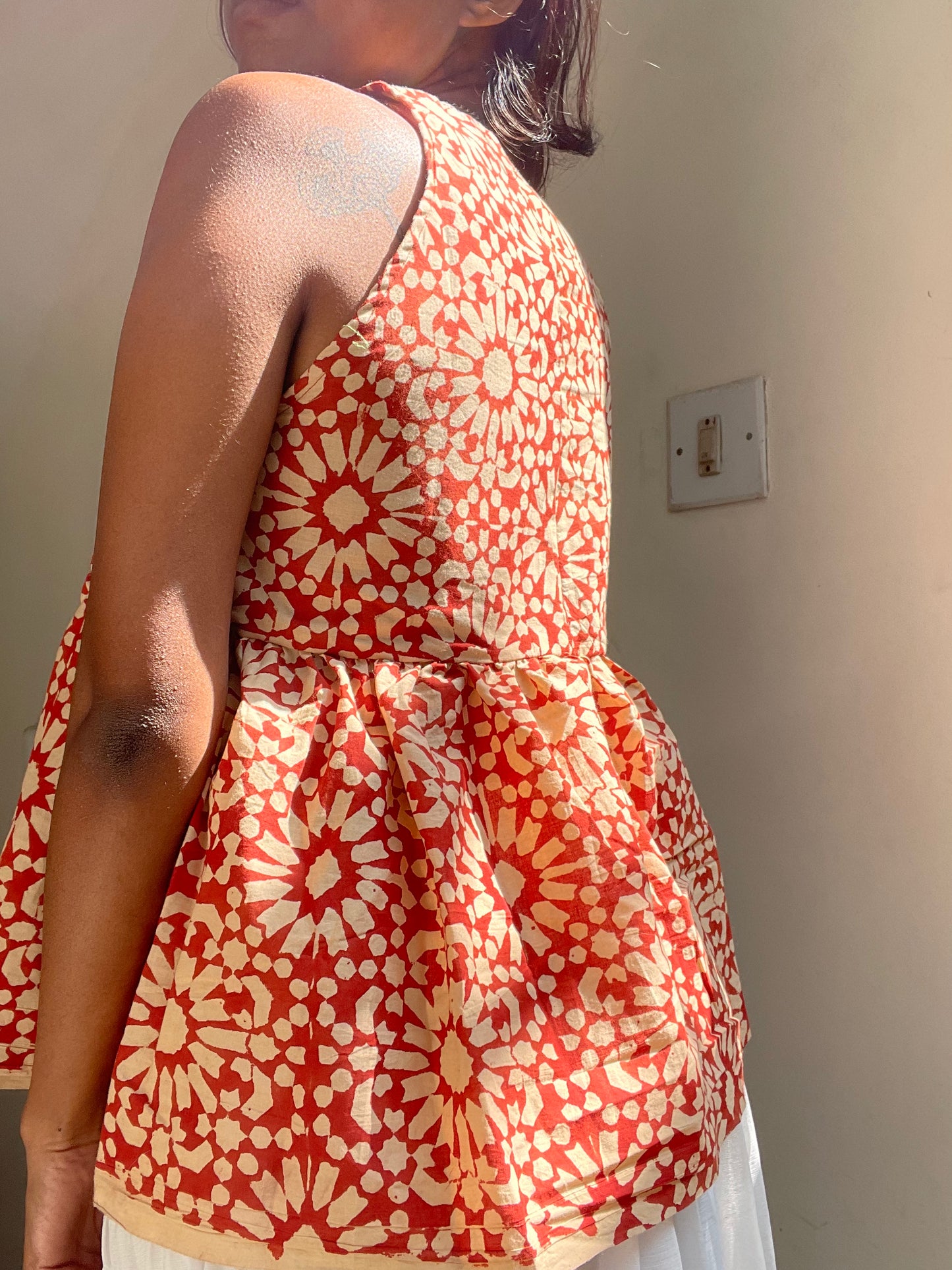 Geet: Rust Orange Sunflower Batik