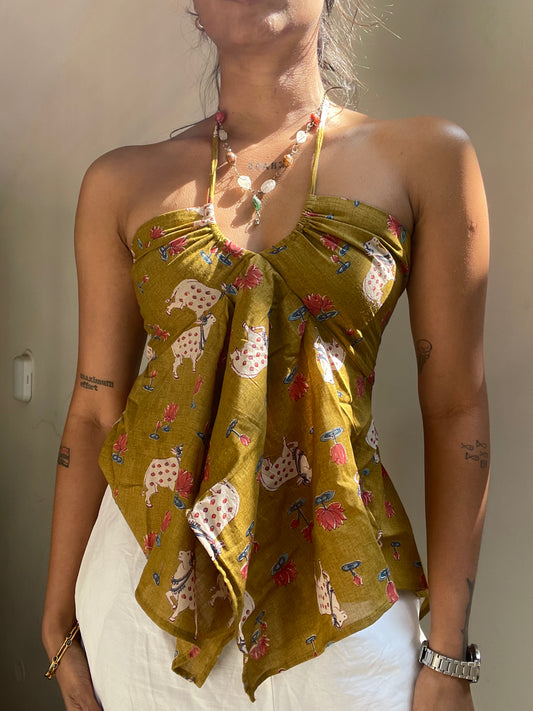 Noor: Mustard Pichwai Print