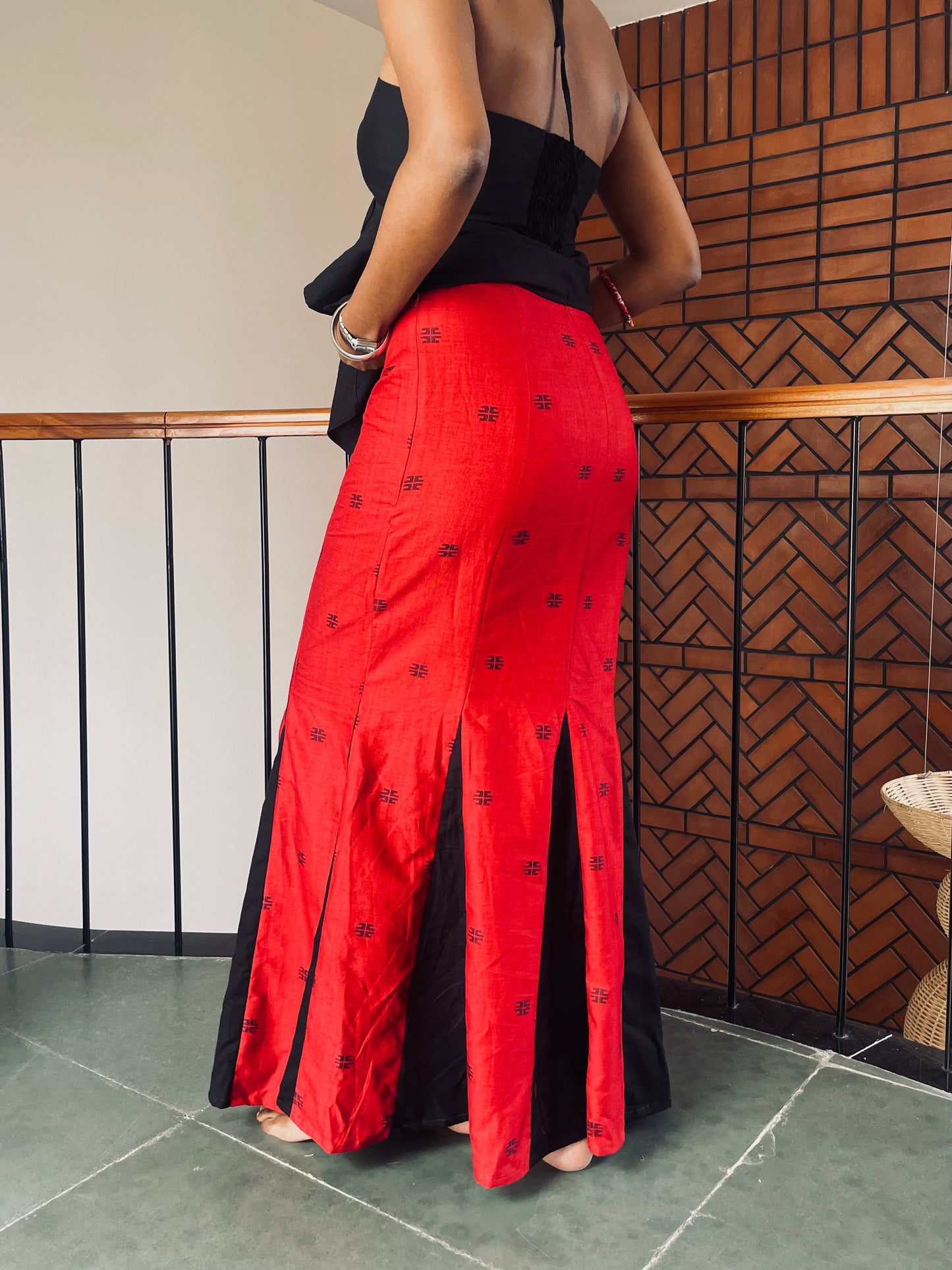 Meena: Red with Black Jamdani