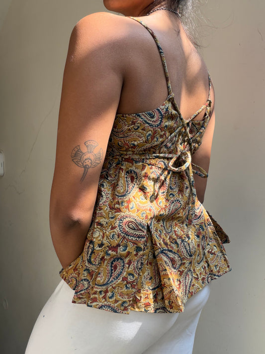 Delicia: Mustard Paisley Kalamkari