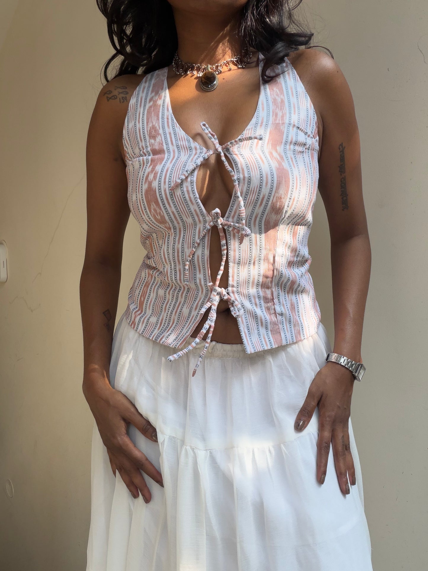 Kaira: White Double Ikat