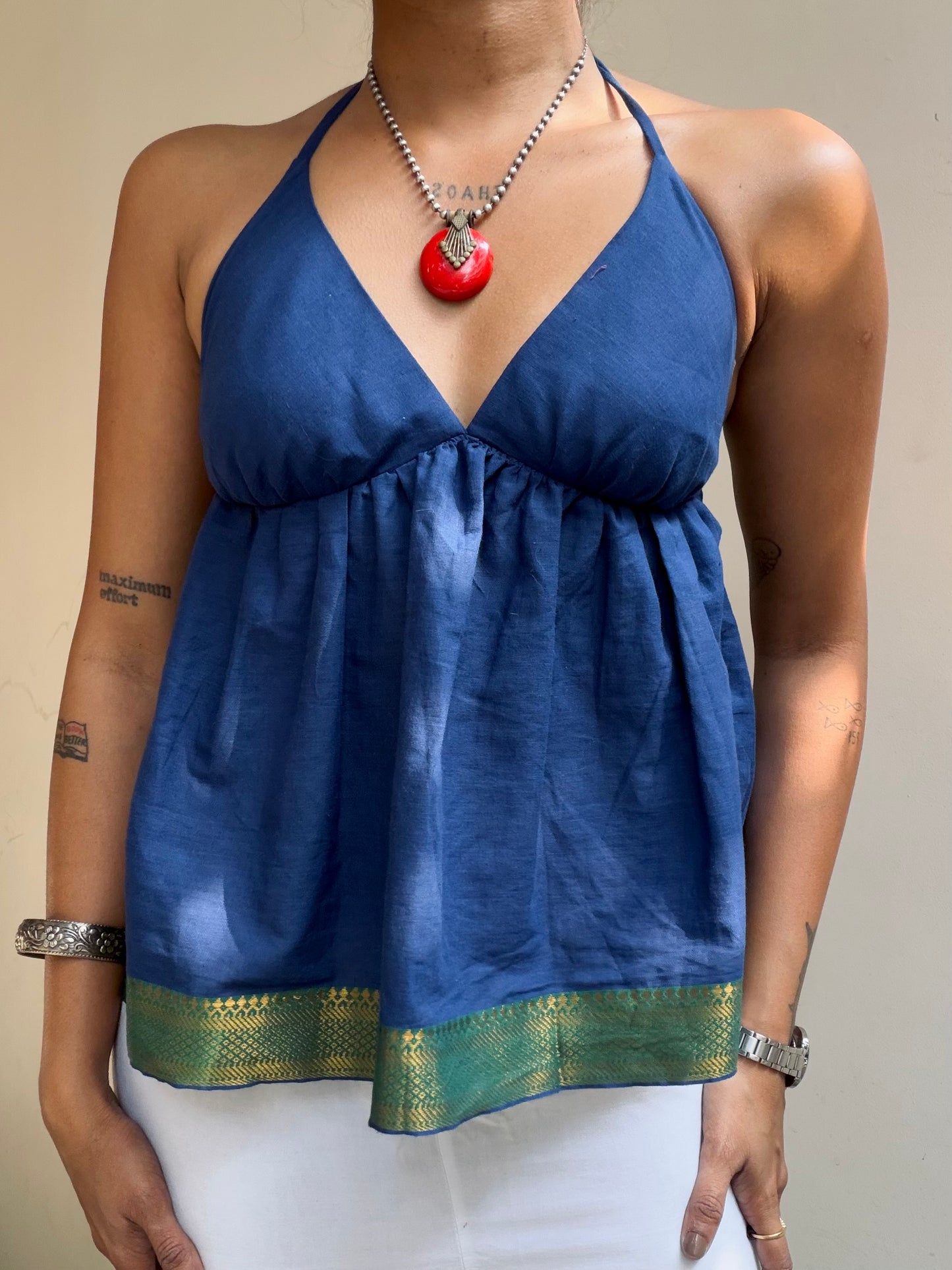 Tara: Solid Blue With Green Border