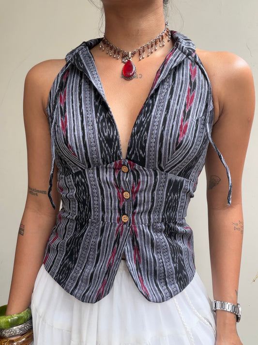 Trupti: Black Double Ikat