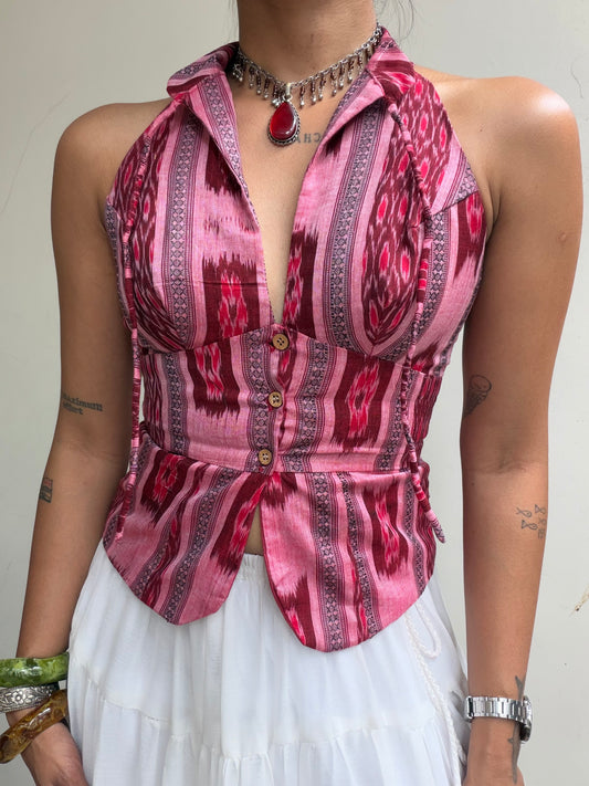 Trupti: Red & Pink Double Ikat