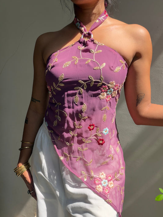 Maria: Purple Floral Sequin