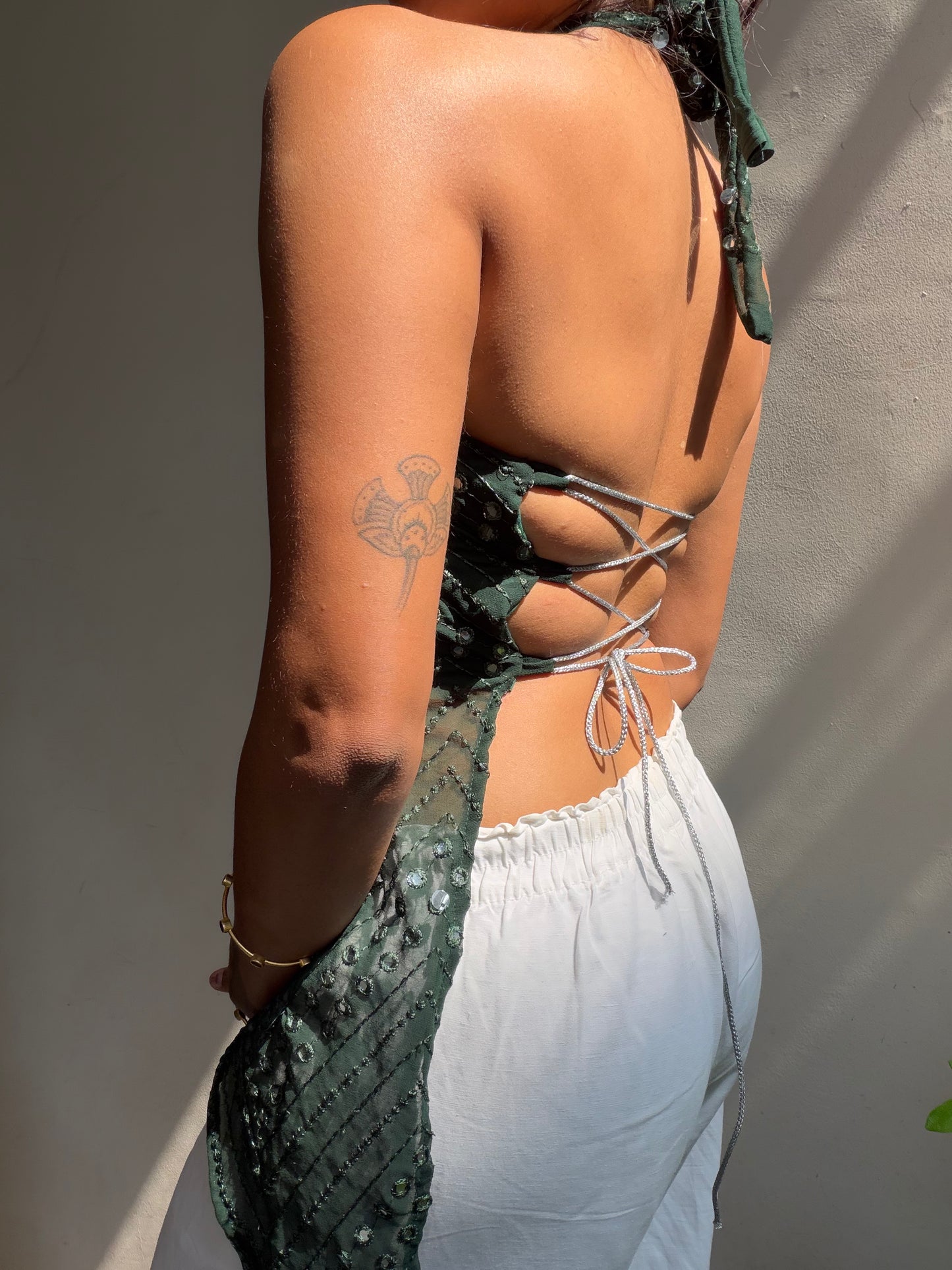 Maria: Dark Green Mirror Work