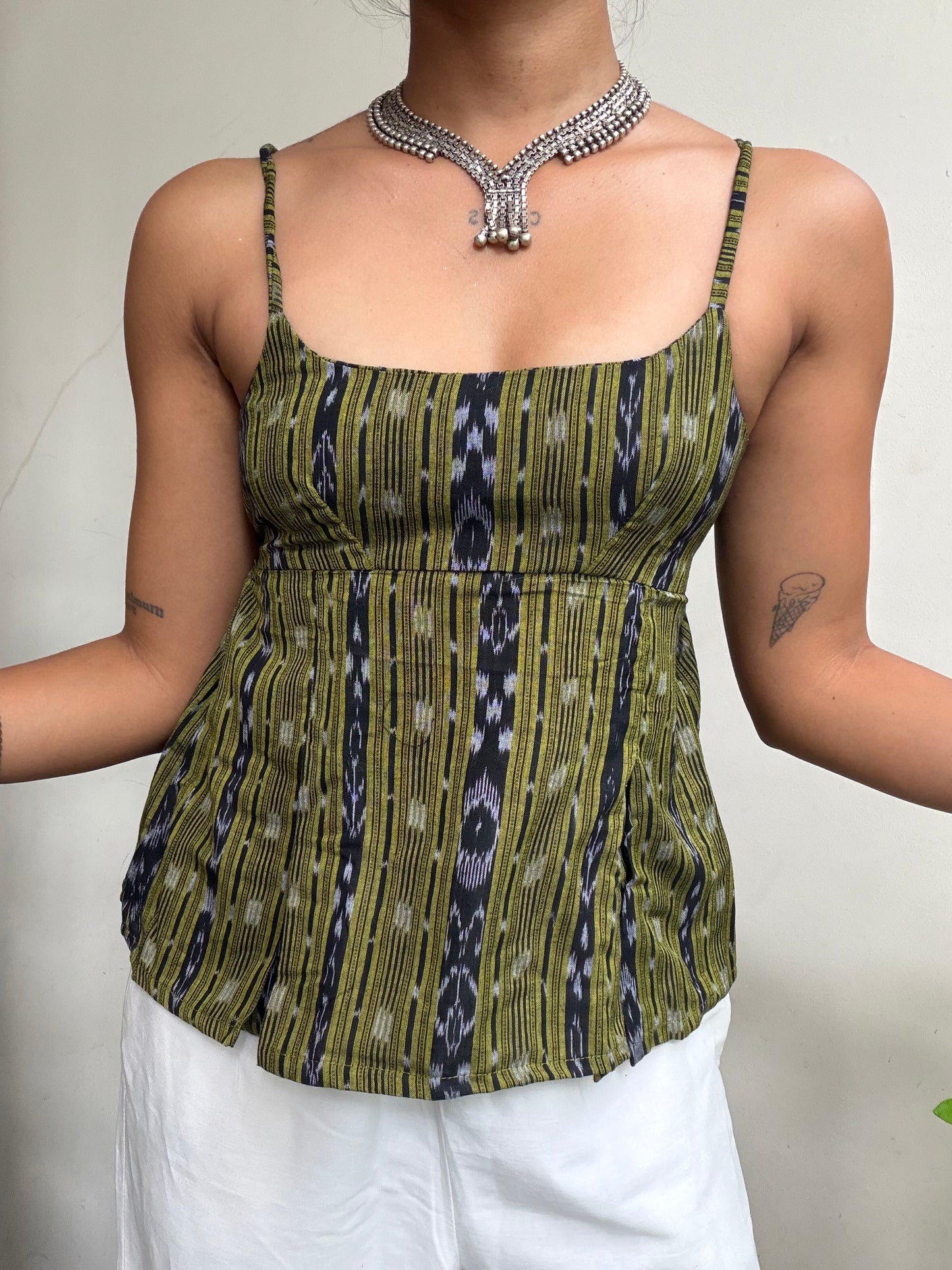 Delicia: Black with Lime Green Sambalpuri