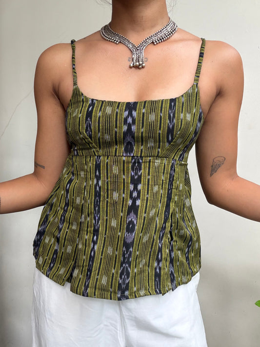 Delicia: Black with Lime Green Sambalpuri