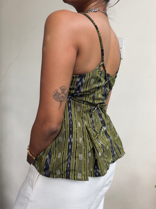 Delicia: Black with Lime Green Sambalpuri