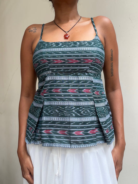 Delicia: Green Sambalpuri with Horizontal Stripes