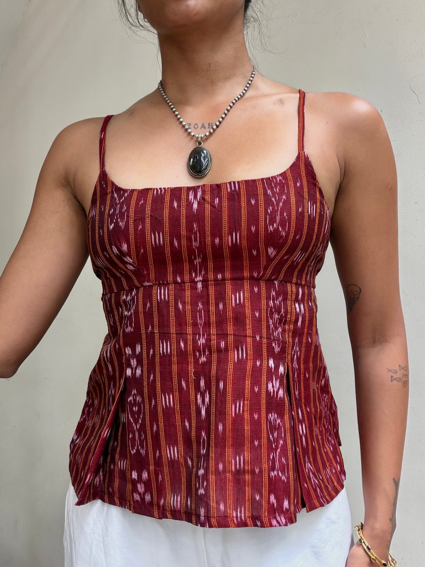 Delicia: Deep Red with Orange Sambalpuri