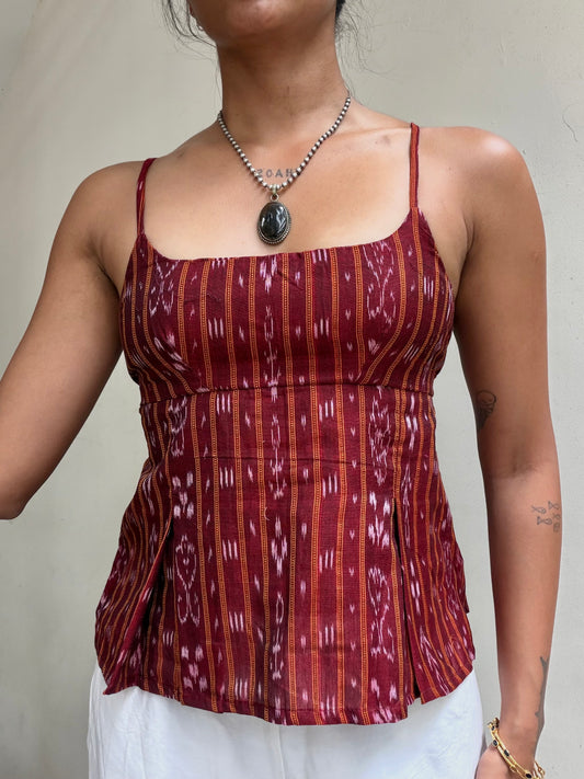 Delicia: Deep Red with Orange Sambalpuri