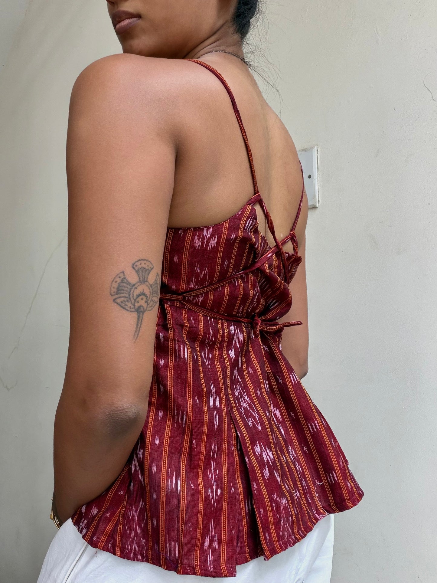Delicia: Deep Red with Orange Sambalpuri