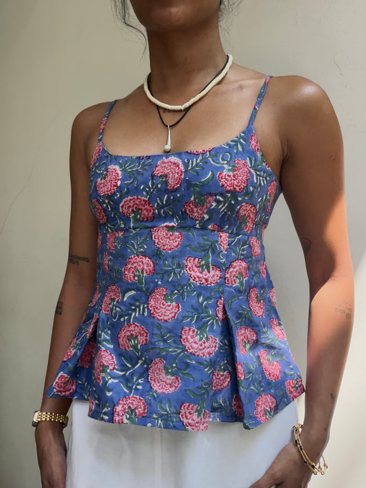 Delicia: Blue and pink block print