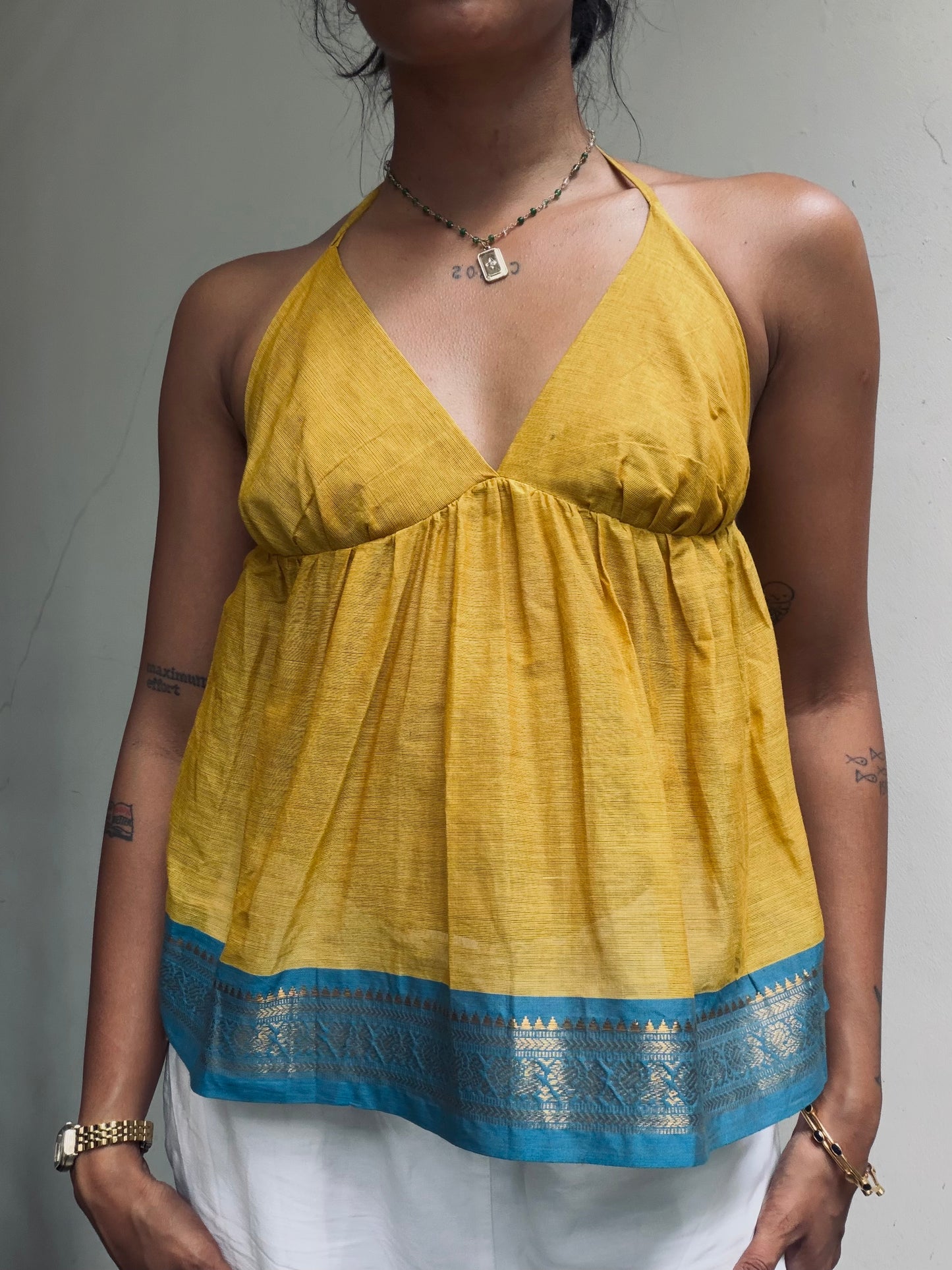 Tara: Lemon Yellow with Blue