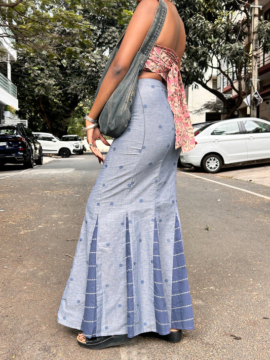 Meena: Denim Jamdani Polka Dot