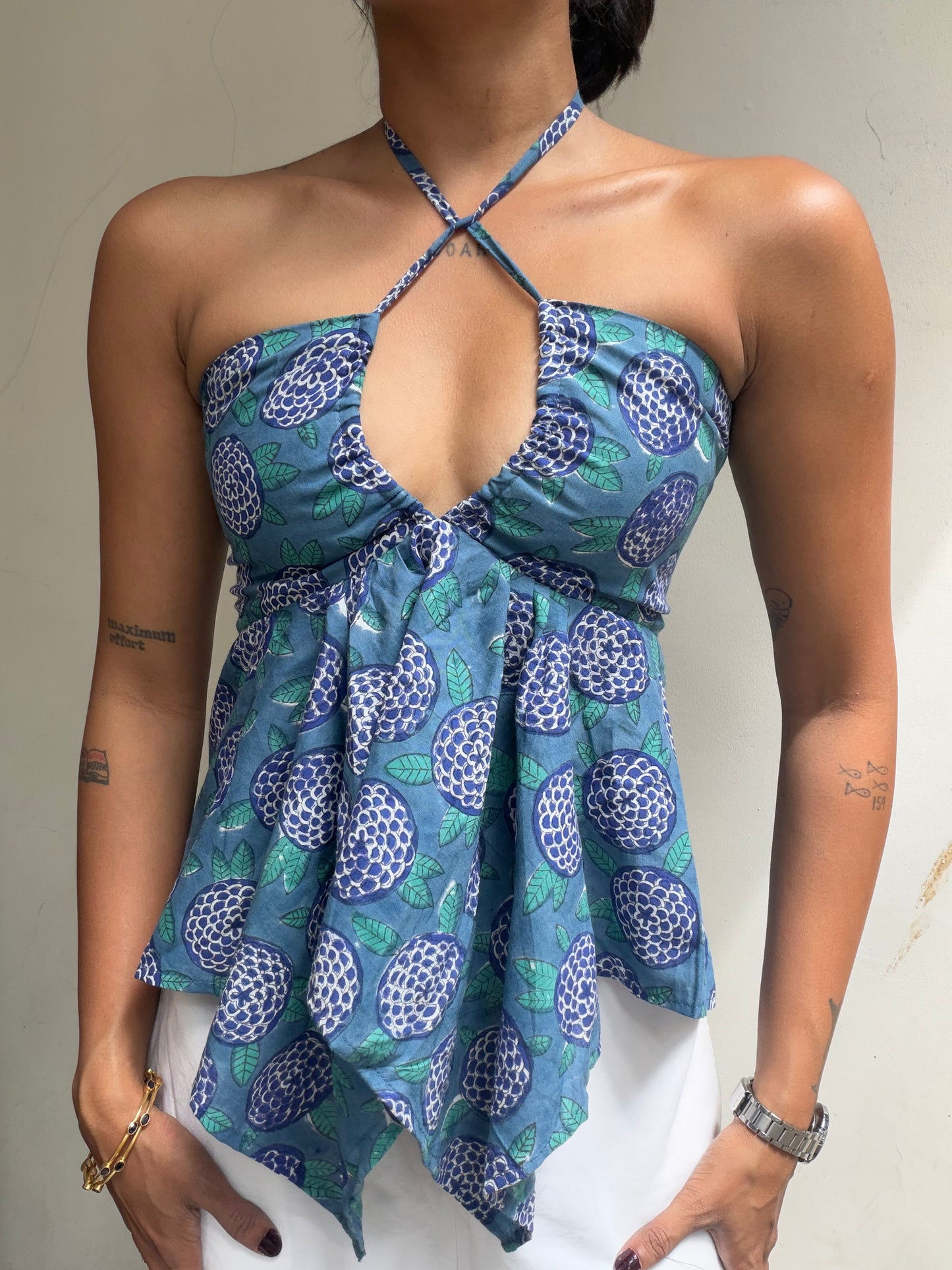 Noor: Blue Round Floral Sanganeri
