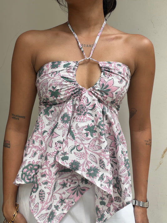 Noor: White Floral Sanganeri