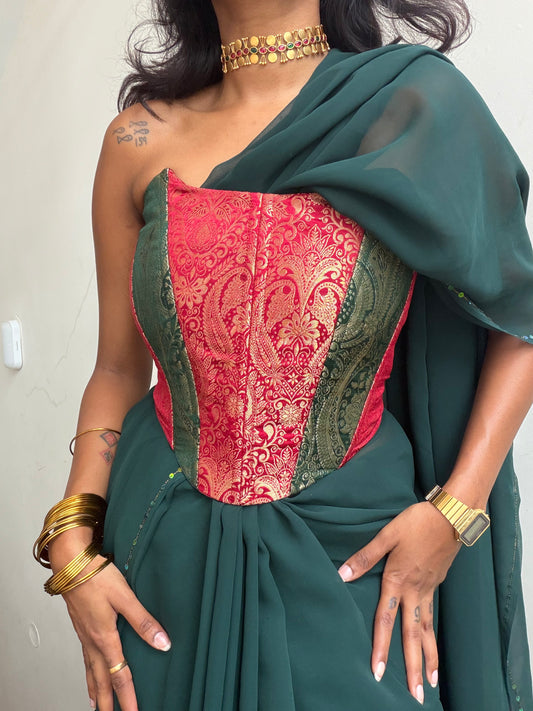 Kumari: Red & Green Brocade
