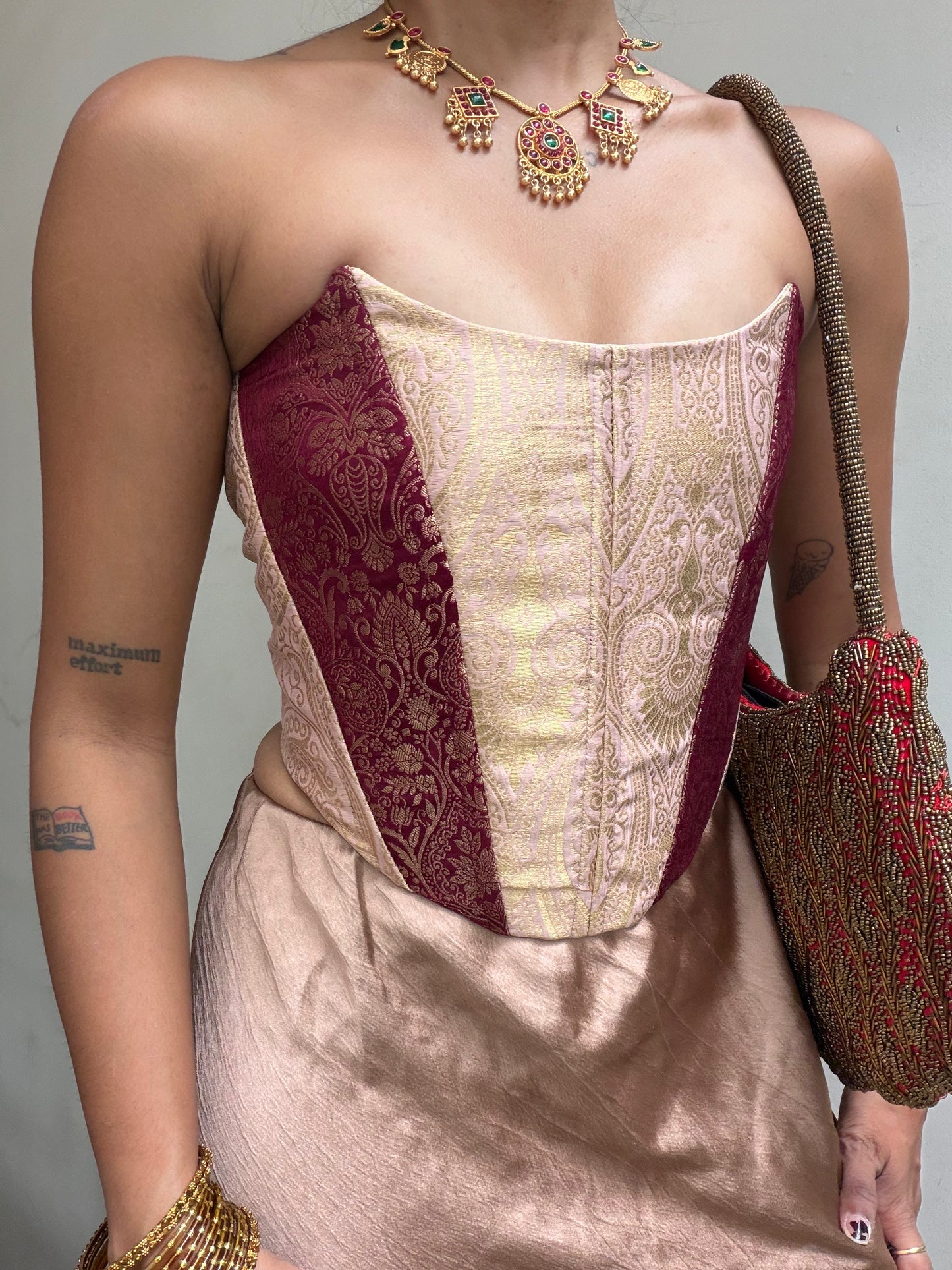 Kumari: Cream & Brown Borcade