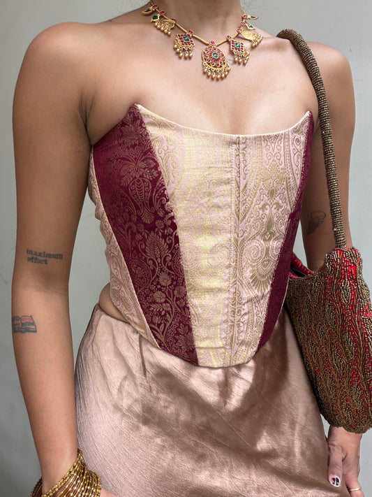 Kumari: Cream & Brown Borcade