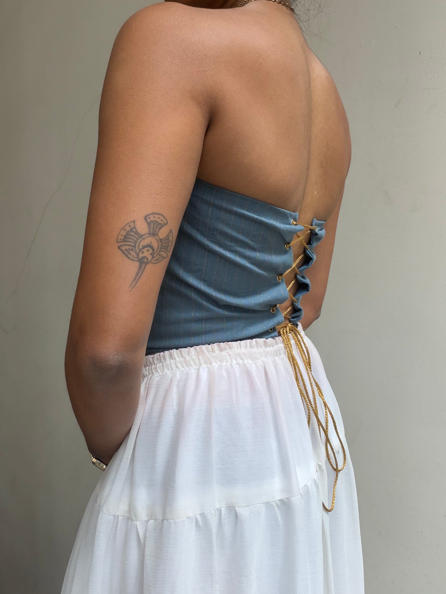 Kumari: Dusty Blue & Pink Stripe