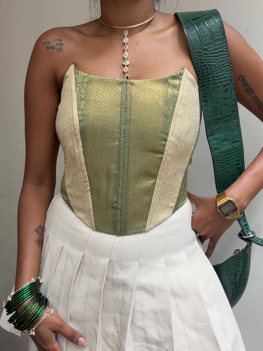 Kumari: Green & Cream Brocade