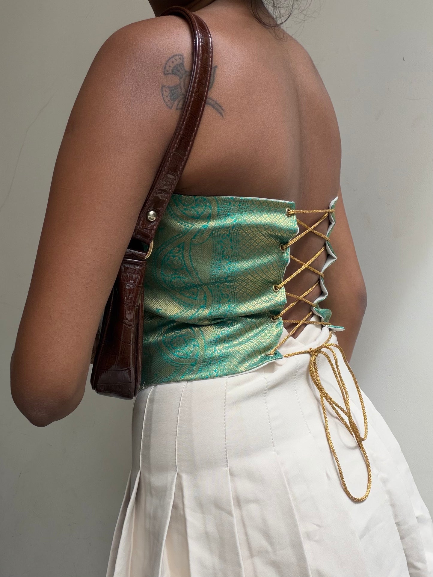Kumari: Teal & Cream Brocade