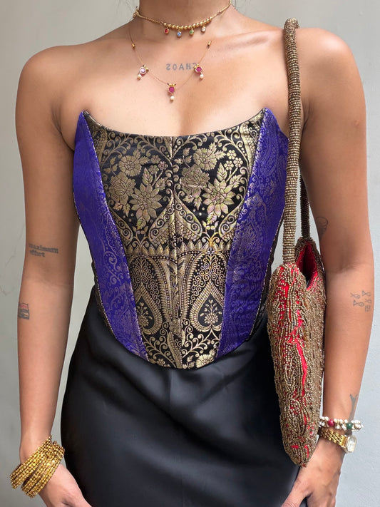 Kumari: Ink Blue & Black Brocade