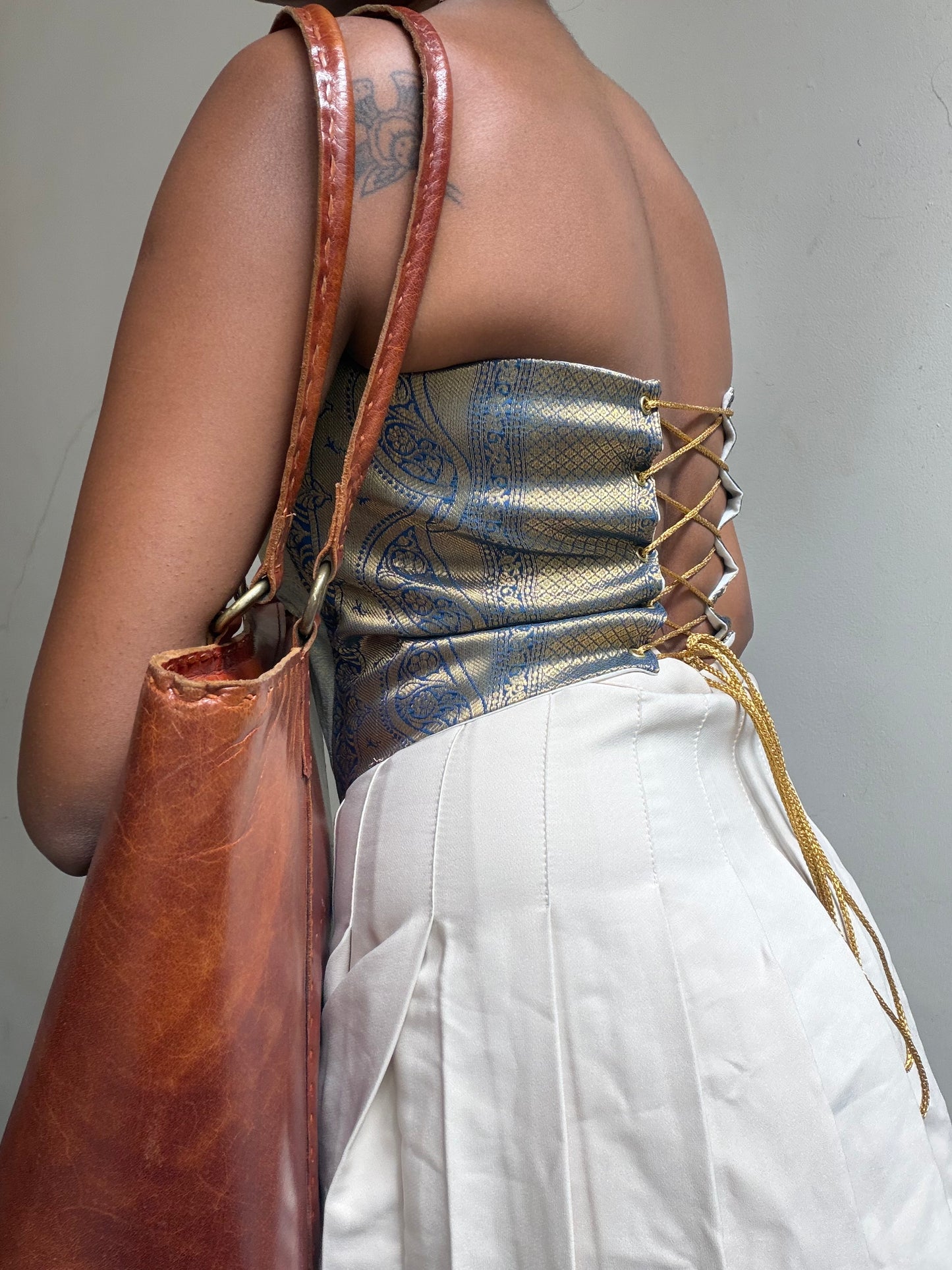 Kumari: Navy & Pastel Blue Brocade