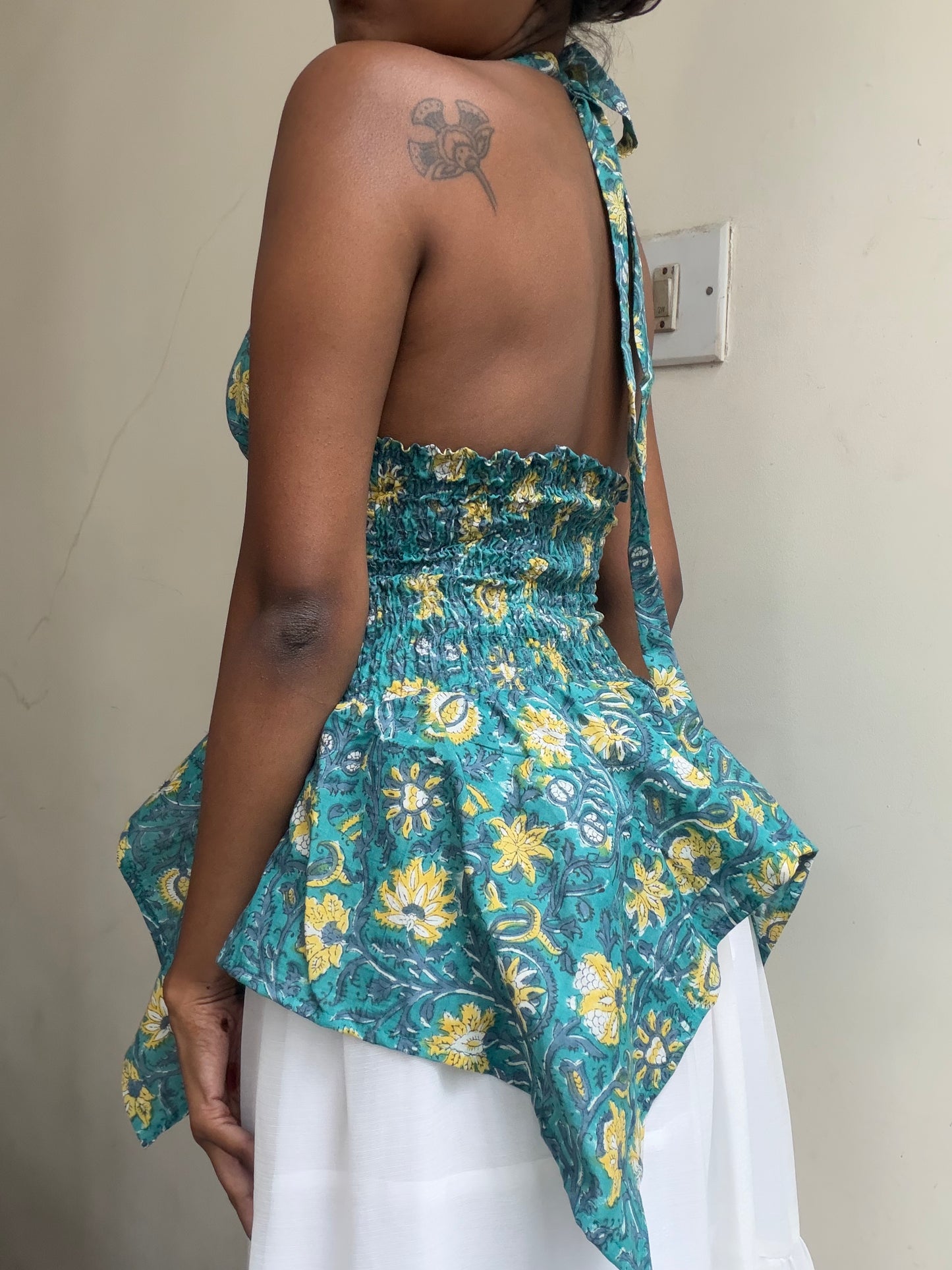 Preksha: Teal & Yellow Sanganeri